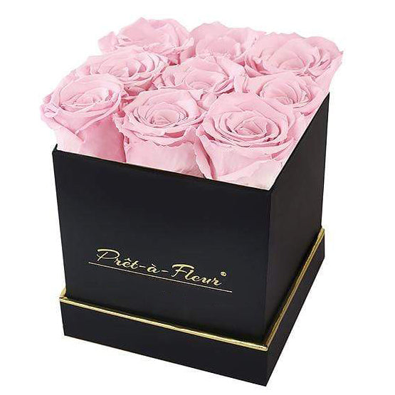 (D) Luxury Long Lasting Roses in a Black Box, Preserved Flowers 5.5'' (Blush)
