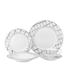 Royalty Porcelain 5-pc Dinner Set for 1, Premium Bone China (Luxe Platinum)