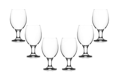 Misket Stemmed Water Glasses 13.5 Oz, Modern Crystal Clear Goblets Set of (6)