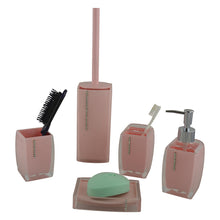 (D) Bathroom Set with Soap Dispenser Toothbrush Holder 7pc (Pink)