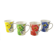 (D) Royalty Porcelain Floral Tea Coffee 4pc Mugs Set Floral (Rose Hip)