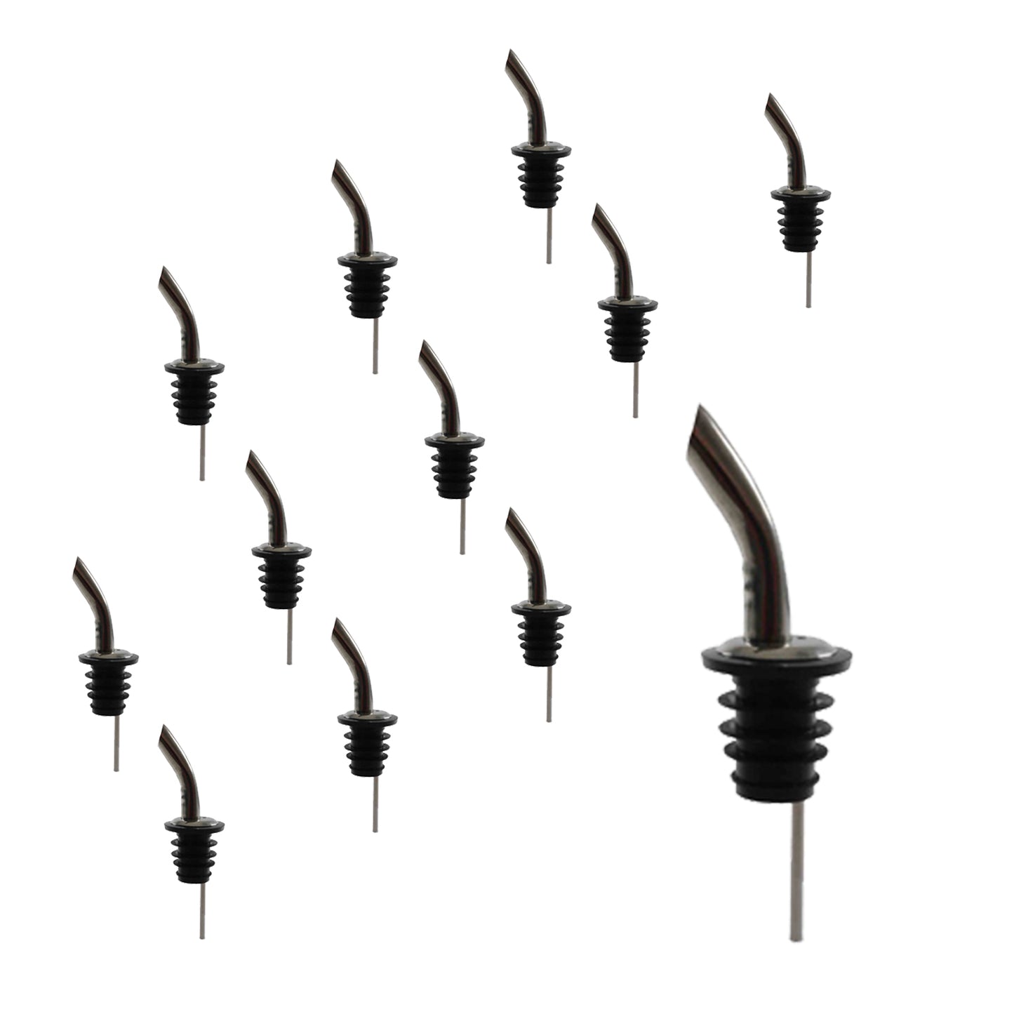 Stainless Steel Gooseneck Liquor Bottle Pourer, Extra Fast Flow, Barware (12 Pieces)