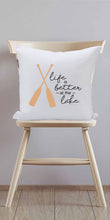 (D) Sofa Throw Pillow, White with Paddles 16 Inches, Gift for Nature Lovers