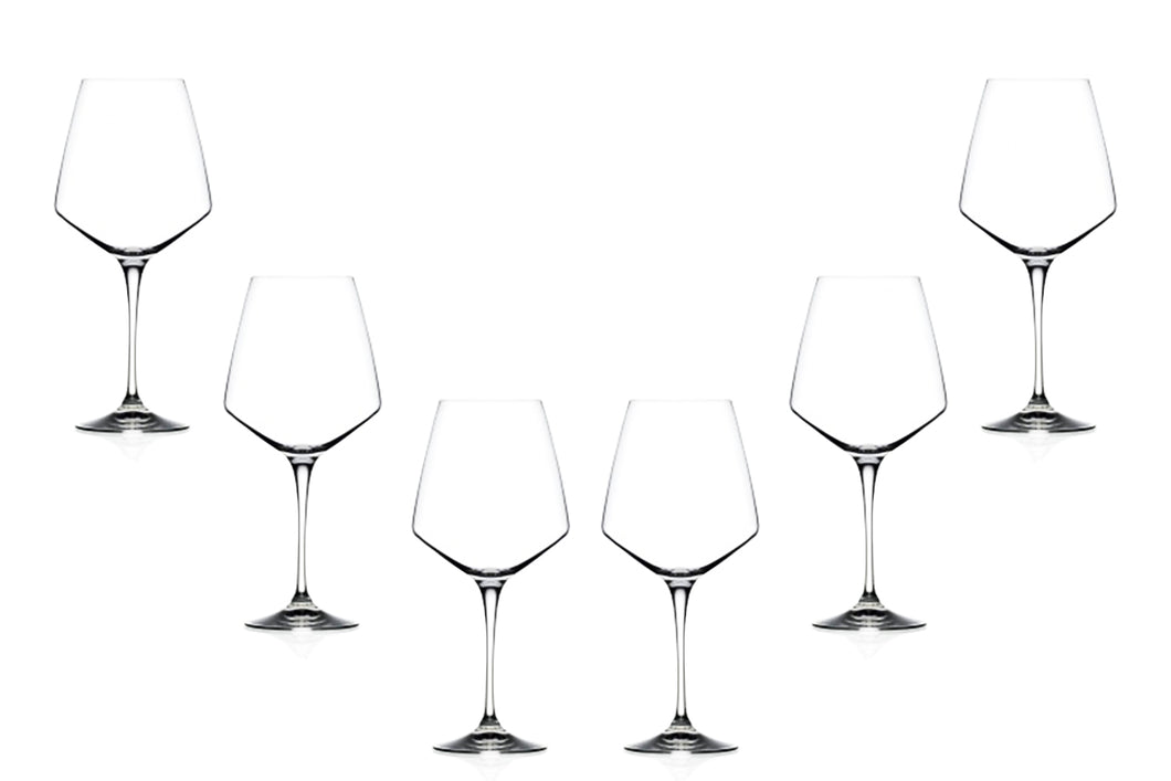 Aria Dark Wine Stemmed Glasses Set 26.5 Oz, Modern Crystal Clear Goblets Set of (6)