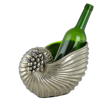 (D) Wine Chiller Sea Shell Shaped Holder Silver 9 x 7 Home Decor