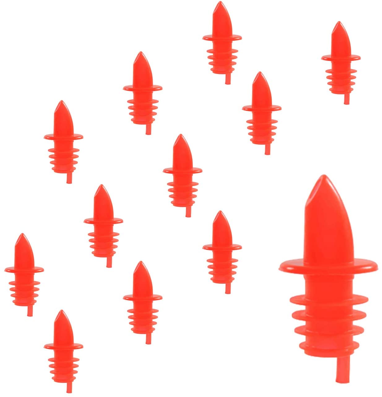 Free Flow Bottle Pourers in Multiple Colors for Alcohol and Liquor, Barware 12 Pieces