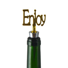 (D) Wine Bottle Stopper with Burlap Bag for Vintage Wedding (Brown Enjoy)