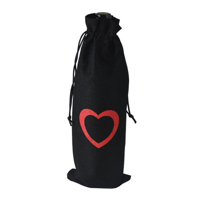 (D) Wine Bottle Stopper with Burlap Bag for Vintage Wedding (Black Heart)