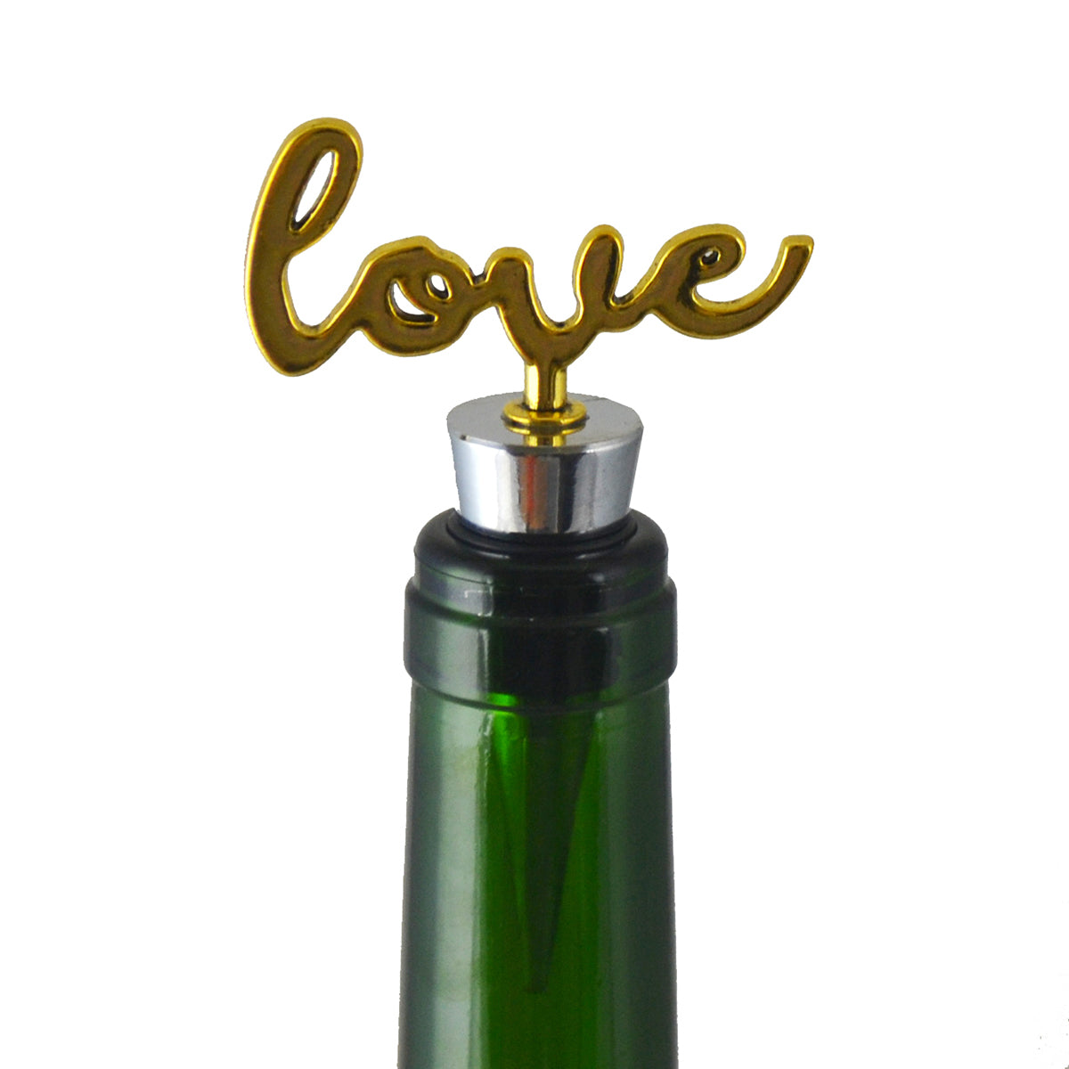 (D) Wine Stopper an Opener 2 Pc Set Corkscrew Gold (Love)
