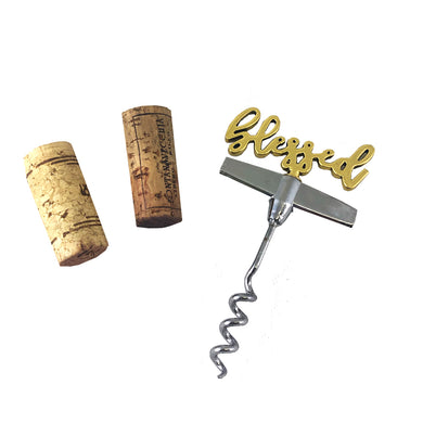 (D) Wine Stopper an Opener 2 Pc Set Durand Corkscrew Gold (Blessed)