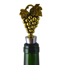 (D) Wine Stopper an Opener 2 Pc Set Corkscrew Gold (Grapes)