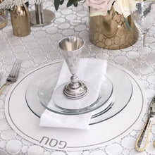 (D) Judaica White Leatherette Passover Placemats Set of 4 for Tabletop (Silver)