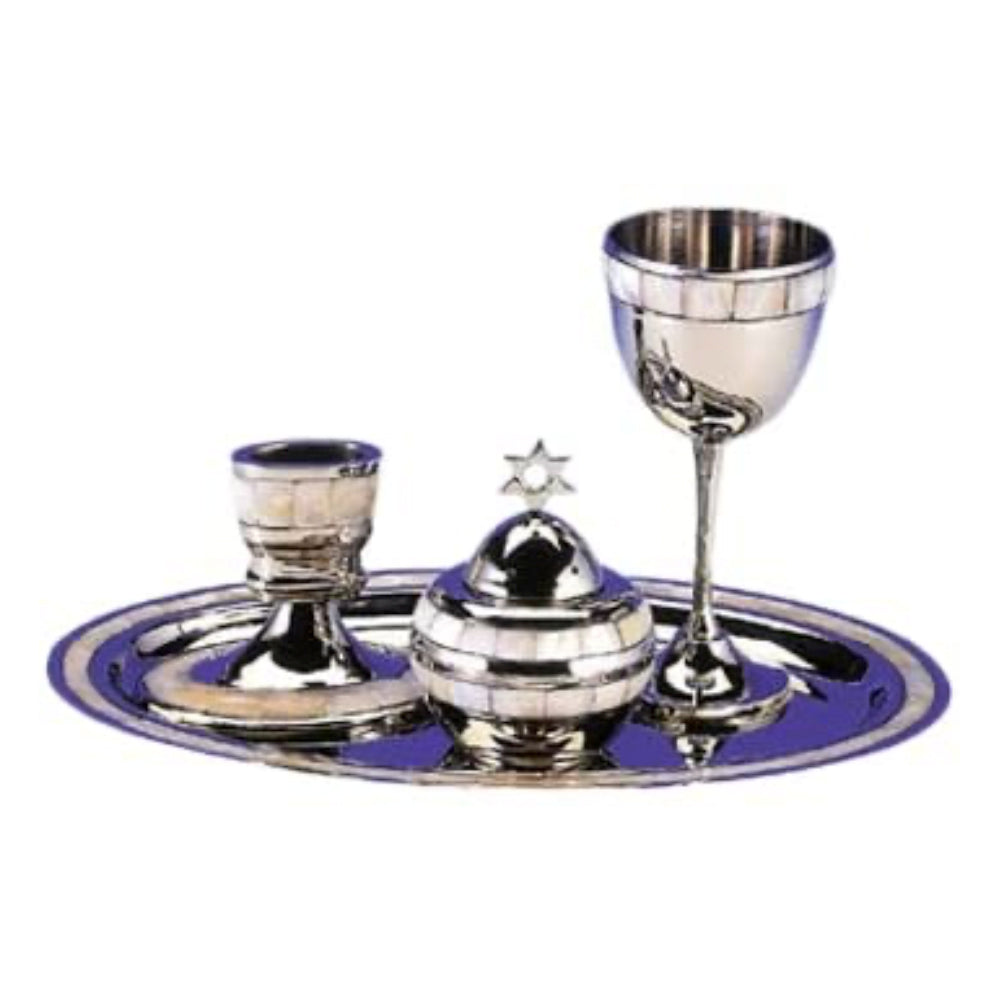 (D) Luxurious Judaica Havdallah Set Star of David Plate with Candle Holder