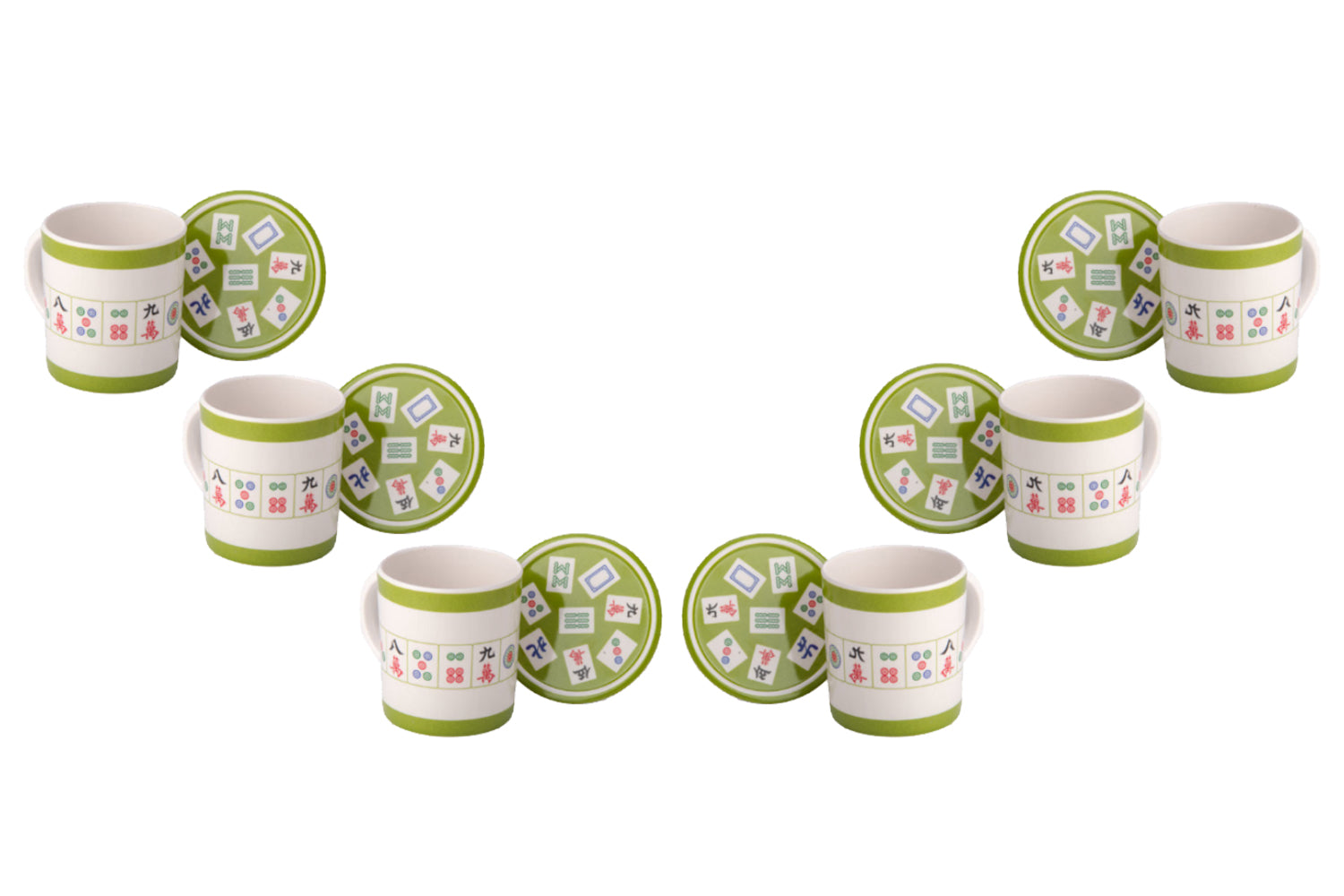 (D) Judaica Mah Jongg Mug and Coaster in Melamine 3.5x3'' Set of 6