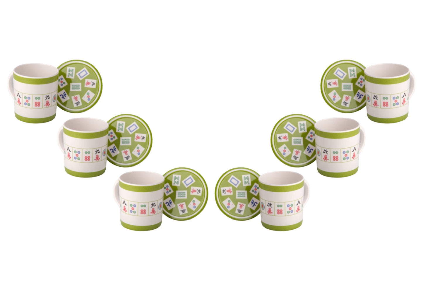 (D) Judaica Mah Jongg Mug and Coaster in Melamine 3.5x3'' Set of 6