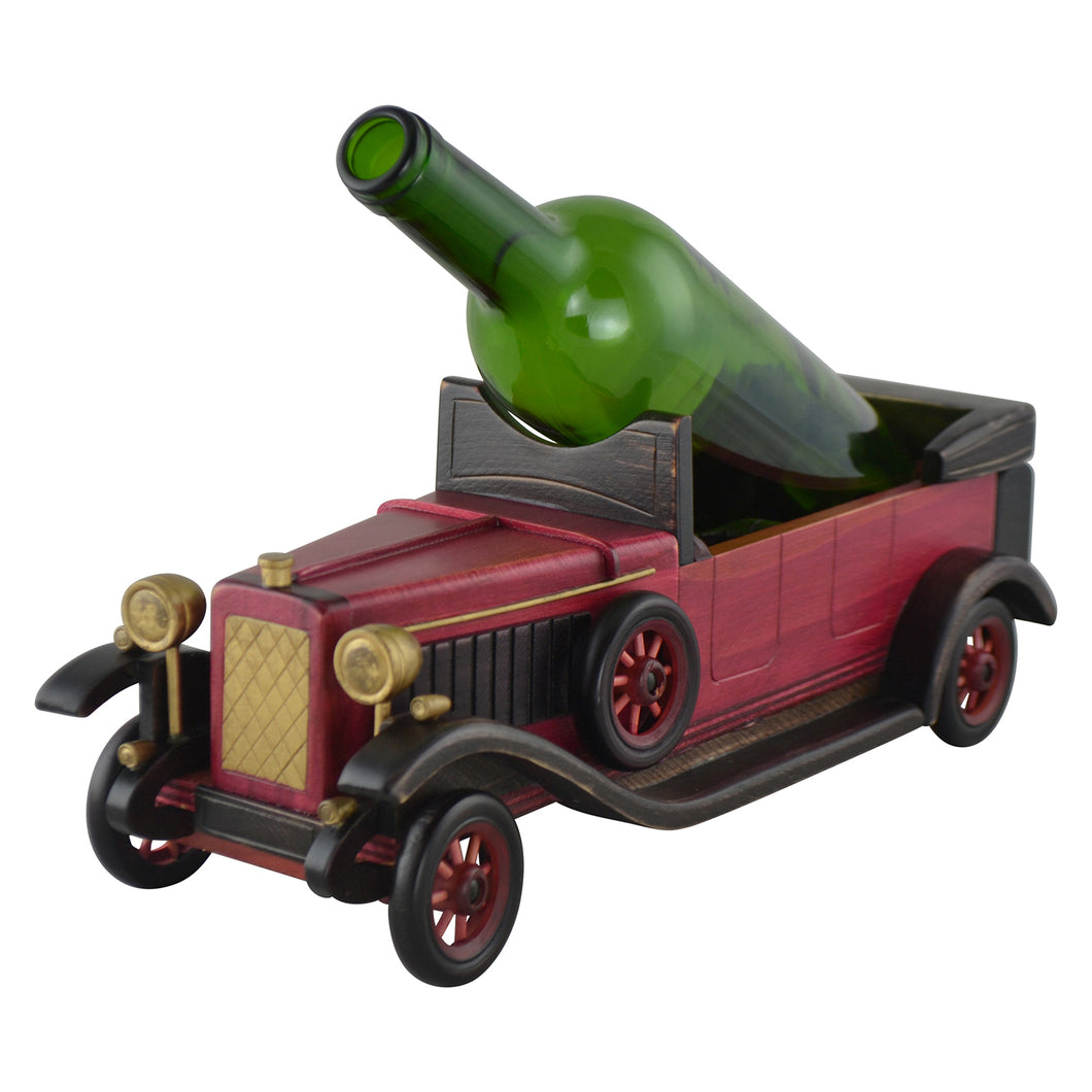 (D) Wine Bottle Holder Wooden Vintage Birthday Gift (Red Convertible)