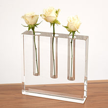 (D) Handcrafted Triple Crystal Decorative Square Plain Bud Flower Vase 7 x 7