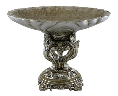 (D) Elegant Silver Serving Platter Stand 11 x 15 Inches, Cake Stand for Fruits