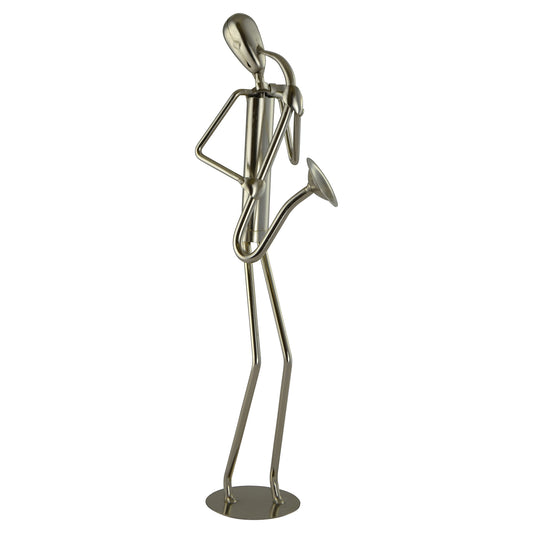(D) Metal Musician Sculpture Statue Collectible Figurine Gift (Sax Player)