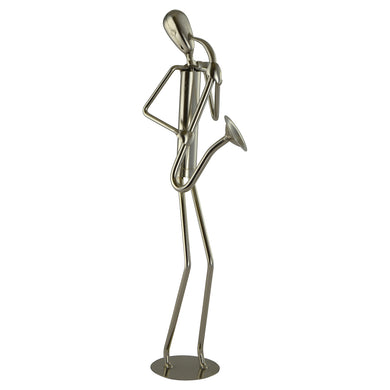 (D) Metal Musician Sculpture Statue Collectible Figurine Gift (Sax Player)