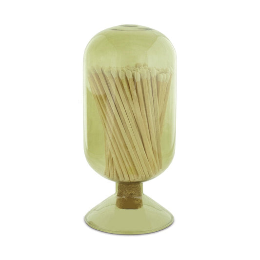 (D) Judaica Glass Bottle Matches Holder with Striker