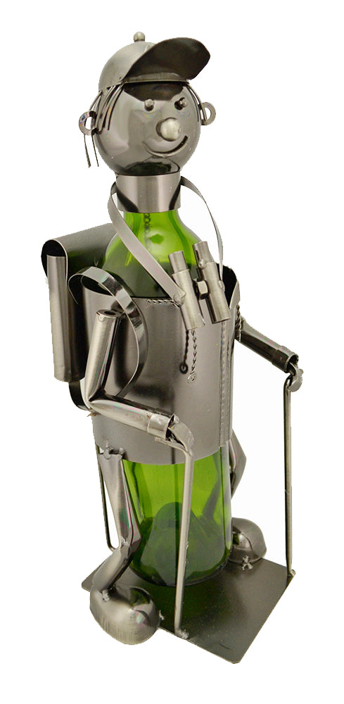 (D) Wine Bottle Holder, Hiker with Cap, Bar Counter Decoration