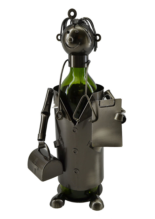 (D) Wine Bottle Holder, Doctor with Bag, Bar Counter Decoration
