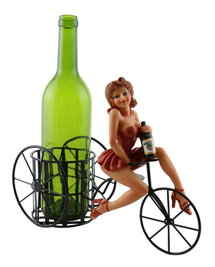 (D) Wine Bottle Holder, Lady in Red, Bar Counter Decoration 11 x 9 Inches