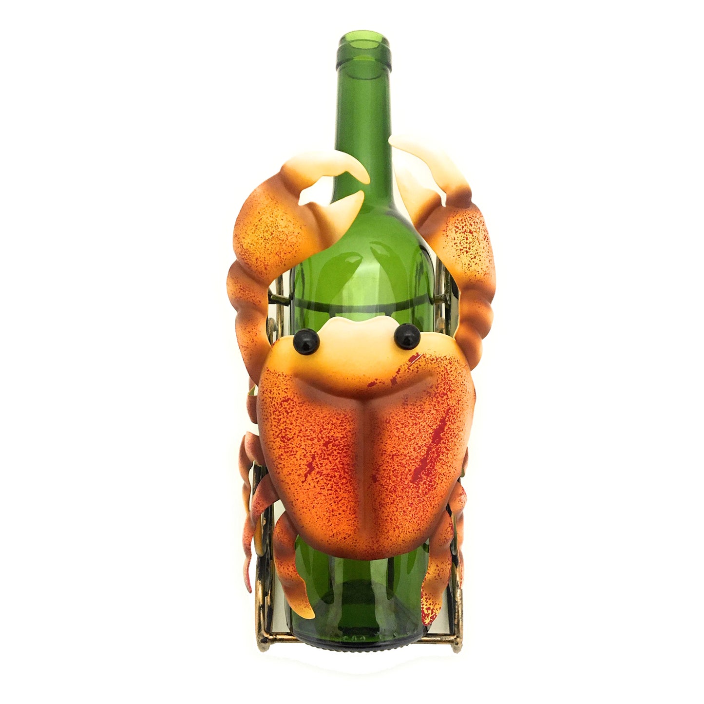 (D) Wine Bottle Holder 'Orange Crab' Home Decor and Gift for Housewarming