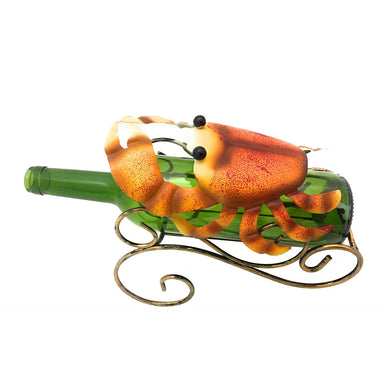 (D) Wine Bottle Holder 'Orange Crab' Home Decor and Gift for Housewarming