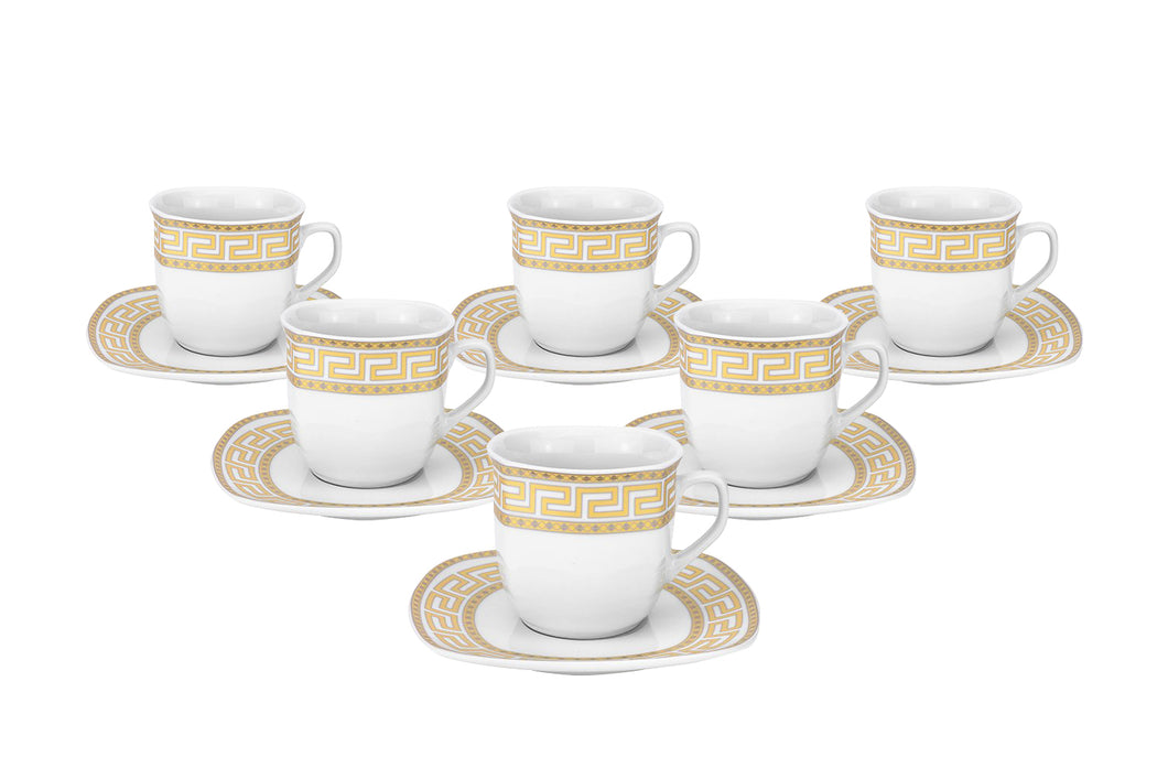 Royalty Porcelain 12-pc Tea or Coffee Cup Set for 6, Gold, Bone China (5530-12G)