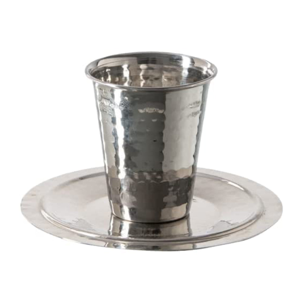 (D) Kiddush Cup Hammered Stainless Steel For Shabbat and Havdalah