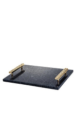 (D) Judaica Marble Challah Board with Gold Handle 12'' (Black)