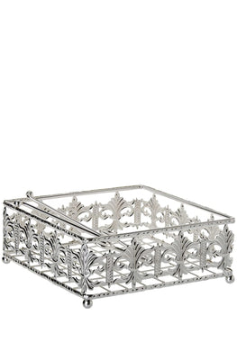 (D) Judaica Napkin Holder Silver Plated For Table Modern Decoration 8x8''