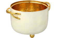 (D) Judaica Dip Bowl Serving Bowl For Parties with Handles (Large, Ivory Gold)