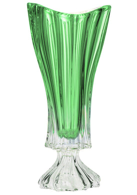 Bohemia Collection Footed Crystal Flower Centerpiece Vase 16 Inch (Green)