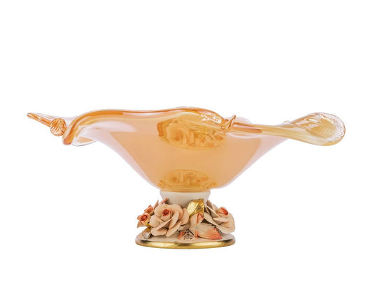 Footed Fruit Bowl 'Alpha' Medium Centerpiece Bowl 13 Inch (Orange)