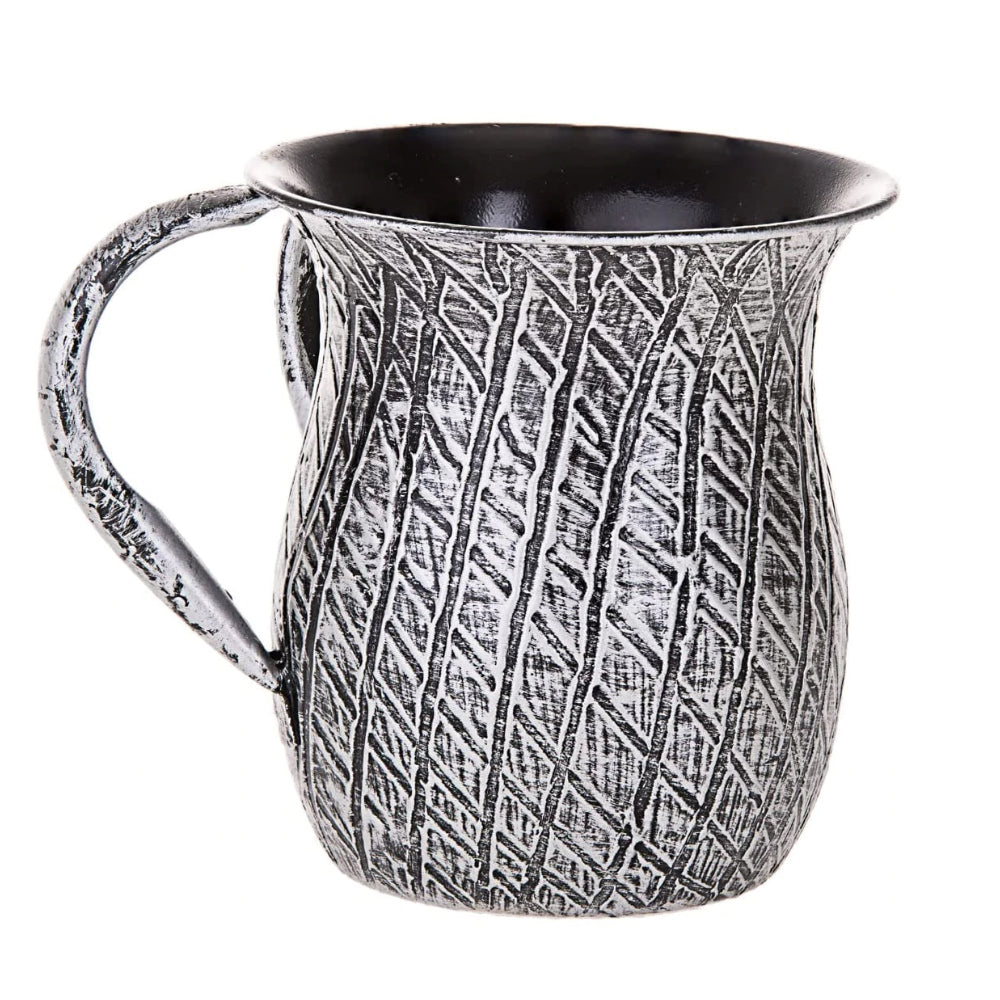 (D) Judaica Wash Cup in Texture Finish Metal Negel Vasser Cup 4.75