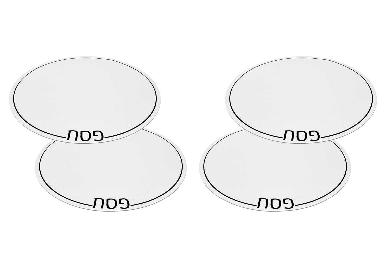 (D) Judaica White Leatherette Passover Placemats Set of 4 for Tabletop