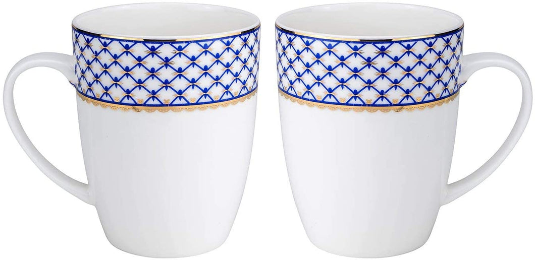 Royalty Porcelain 2-pc Cobalt Blue Net Tea or Coffee Drinking 12-Ounce Mug Set