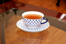 Lomonosov Ornament Tea or Coffee Cup, Russian Saint Petersburg Cobalt Blue Net