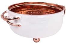 (D) Judaica Dip Bowl Serving Bowl For Parties with Handles (Small, White Copper)