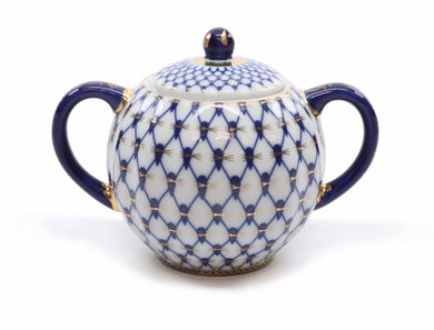 Royalty Porcelain Lomonosov Cobalt Blue Sugarpot, Old-Fashioned Russian Ornament