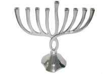 (D) Judaica Silver Metal Menorah Twist Modern Design 9 Branch Candle Holder