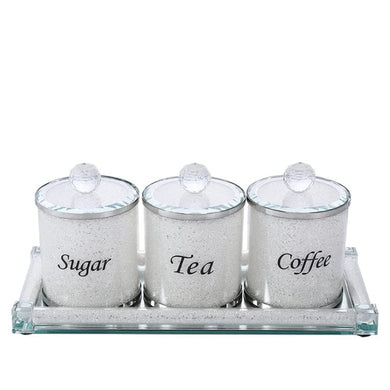 (D) Judaica Crystal Coffee and Tea Set with Stones (White)