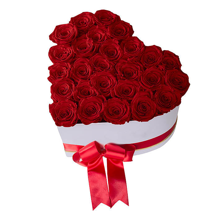 (D) Luxury Long Lasting Roses in a Box, Preserved Flowers 'Big Heart' (Scarlet)