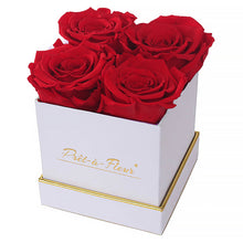 (D) Luxury Long Lasting Roses in a White Box, Preserved Flowers 4'' (Scarlet)