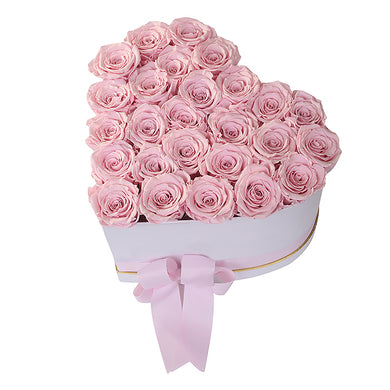 (D) Luxury Long Lasting Roses in a Box, Preserved Flowers 'Big Heart' (Blush)