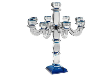 (D) Judaica Candelabra Crystal with Blue Accent for 9 Candles 22x18''