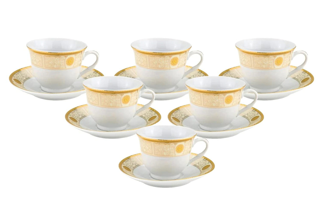 Set of 6 Dilagio Mini Demi Coffee or Expresso Tea Cups, Luxury Porcela